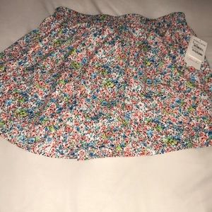 Floral polyester shorts.